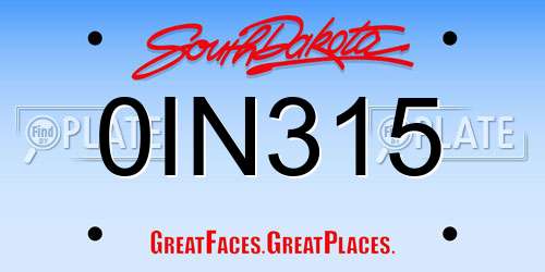 0IN315 South Dakota License Plate