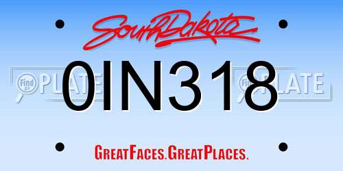 0IN318 South Dakota License Plate