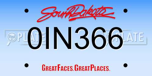 0IN366 South Dakota License Plate