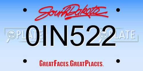 0IN522 South Dakota License Plate