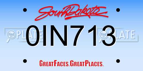 0IN713 South Dakota License Plate