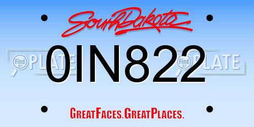0IN822 South Dakota License Plate