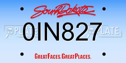 0IN827 South Dakota License Plate