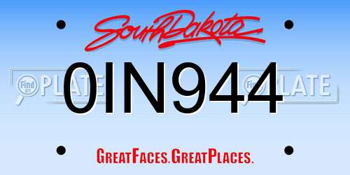 0IN944 South Dakota License Plate