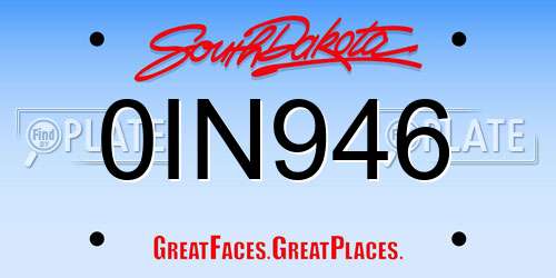 0IN946 South Dakota License Plate