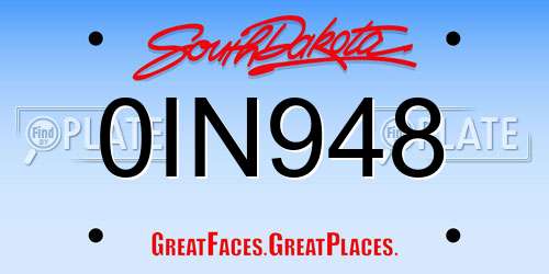0IN948 South Dakota License Plate