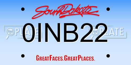 0INB22 South Dakota License Plate