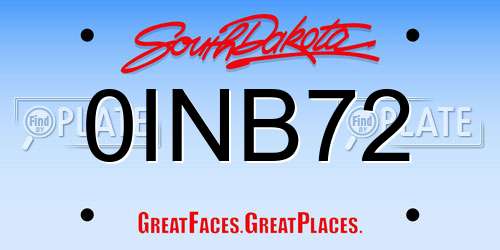 0INB72 South Dakota License Plate