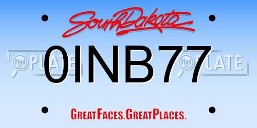 0INB77 South Dakota License Plate