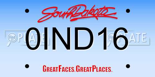 0IND16 South Dakota License Plate