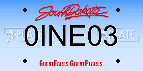 0INE03 South Dakota License Plate
