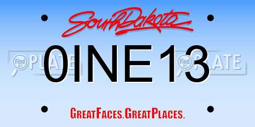 0INE13 South Dakota License Plate