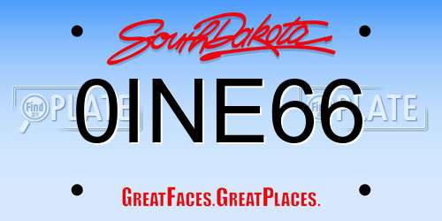 0INE66 South Dakota License Plate