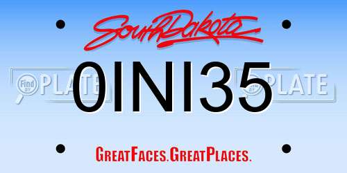 0INI35 South Dakota License Plate