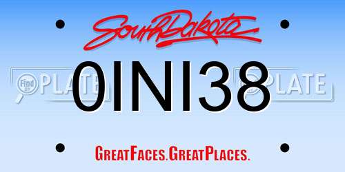 0INI38 South Dakota License Plate