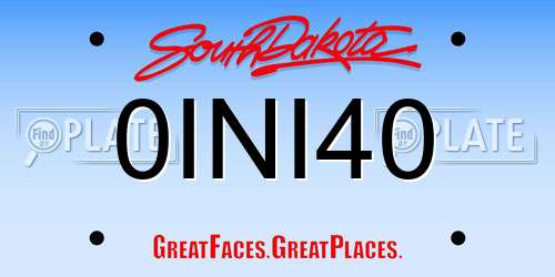 0INI40 South Dakota License Plate