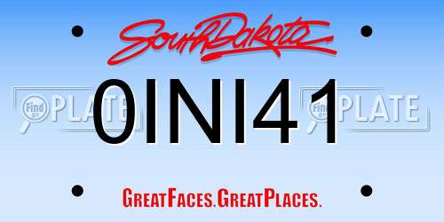 0INI41 South Dakota License Plate