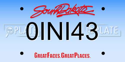 0INI43 South Dakota License Plate