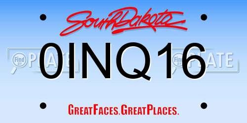 0INQ16 South Dakota License Plate
