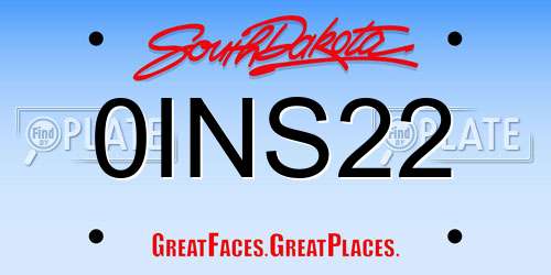 0INS22 South Dakota License Plate