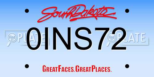 0INS72 South Dakota License Plate