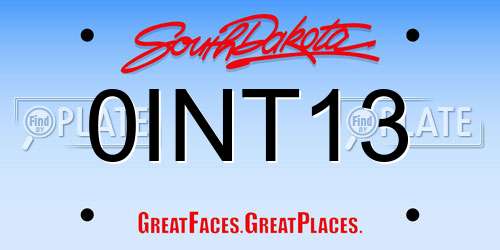 0INT13 South Dakota License Plate