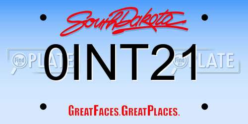 0INT21 South Dakota License Plate