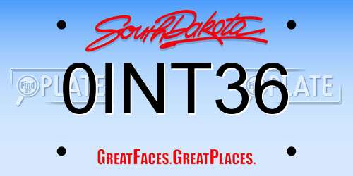 0INT36 South Dakota License Plate