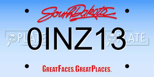 0INZ13 South Dakota License Plate