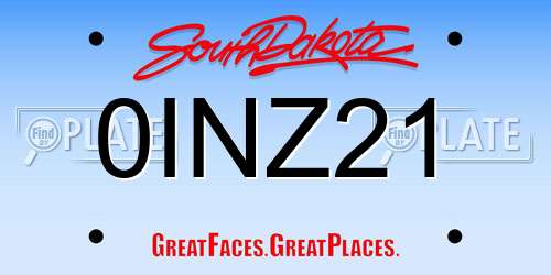 0INZ21 South Dakota License Plate