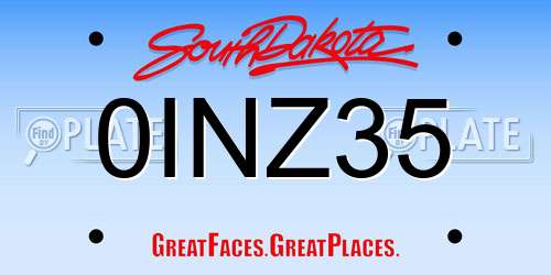 0INZ35 South Dakota License Plate