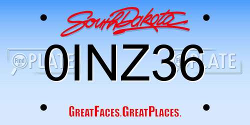 0INZ36 South Dakota License Plate