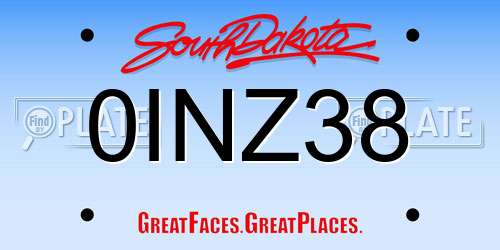 0INZ38 South Dakota License Plate