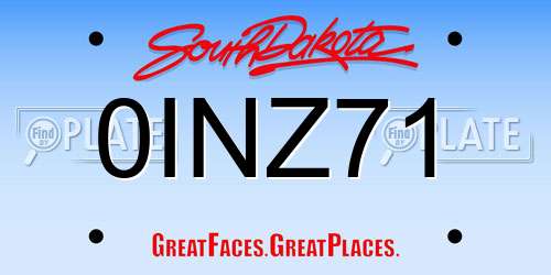 0INZ71 South Dakota License Plate