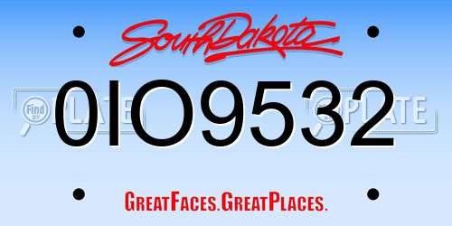 0IO9532 South Dakota License Plate