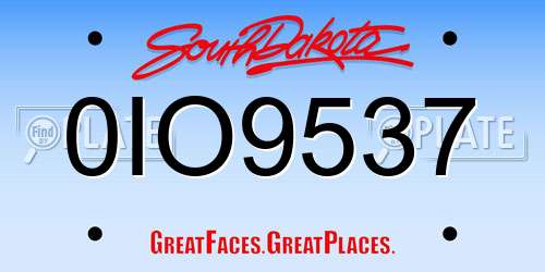 0IO9537 South Dakota License Plate