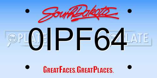 0IPF64 South Dakota License Plate