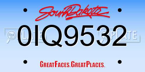 0IQ9532 South Dakota License Plate