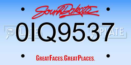 0IQ9537 South Dakota License Plate