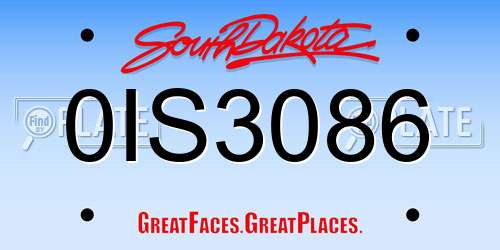 0IS3086 South Dakota License Plate