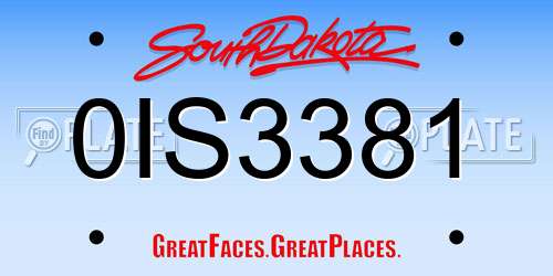 0IS3381 South Dakota License Plate