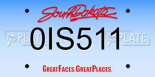 0IS511 South Dakota License Plate