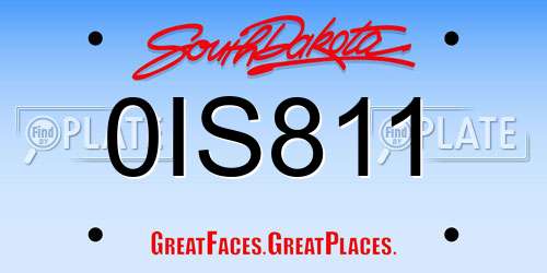 0IS811 South Dakota License Plate