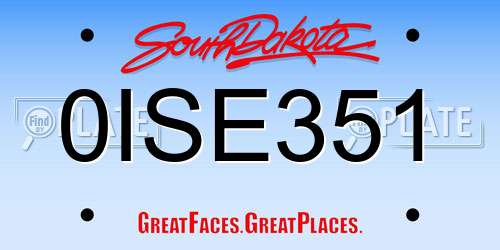 0ISE351 South Dakota License Plate