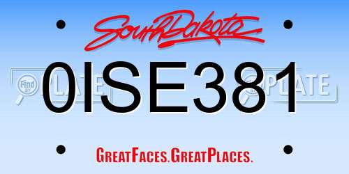 0ISE381 South Dakota License Plate