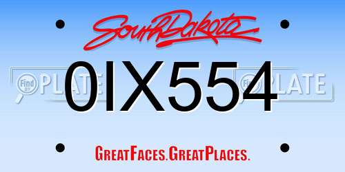 0IX554 South Dakota License Plate