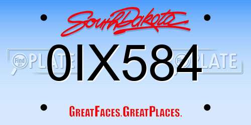 0IX584 South Dakota License Plate