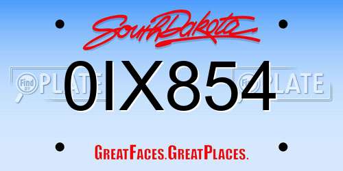 0IX854 South Dakota License Plate