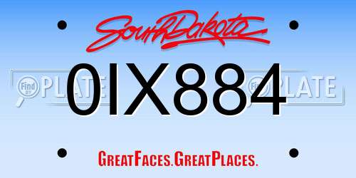 0IX884 South Dakota License Plate