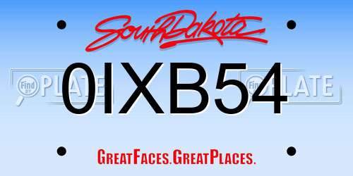 0IXB54 South Dakota License Plate